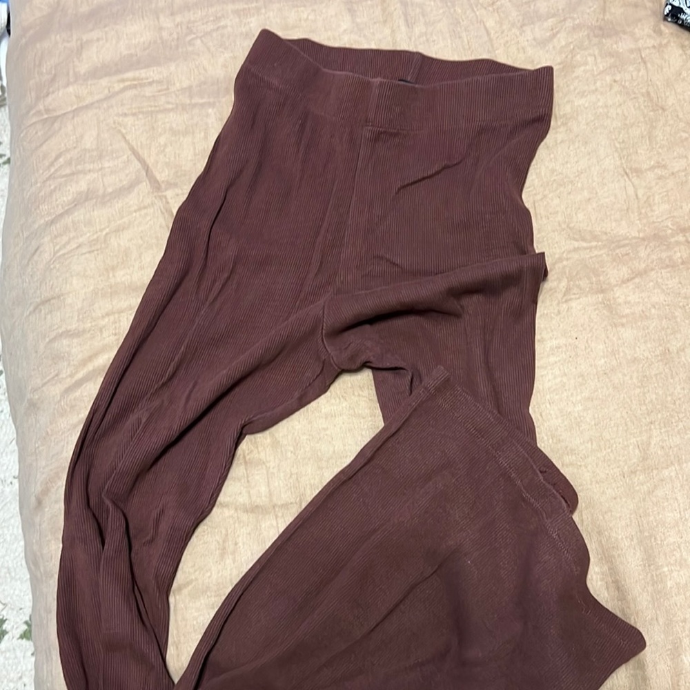 brown flare leggings
